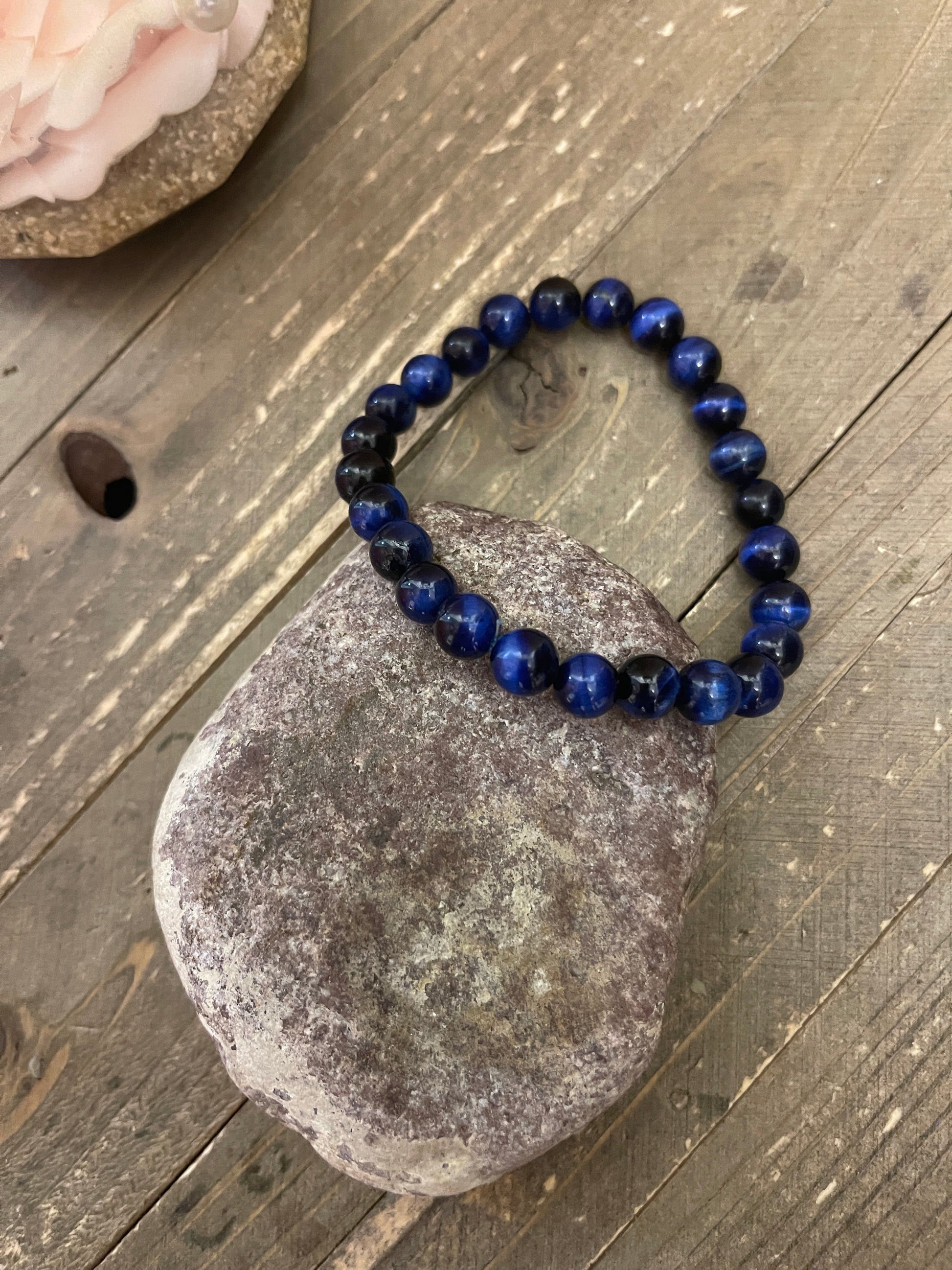 Blue Tiger Eye Lapis Lazuli Stone beaded Stretch braceletPink tiful of LOVE
