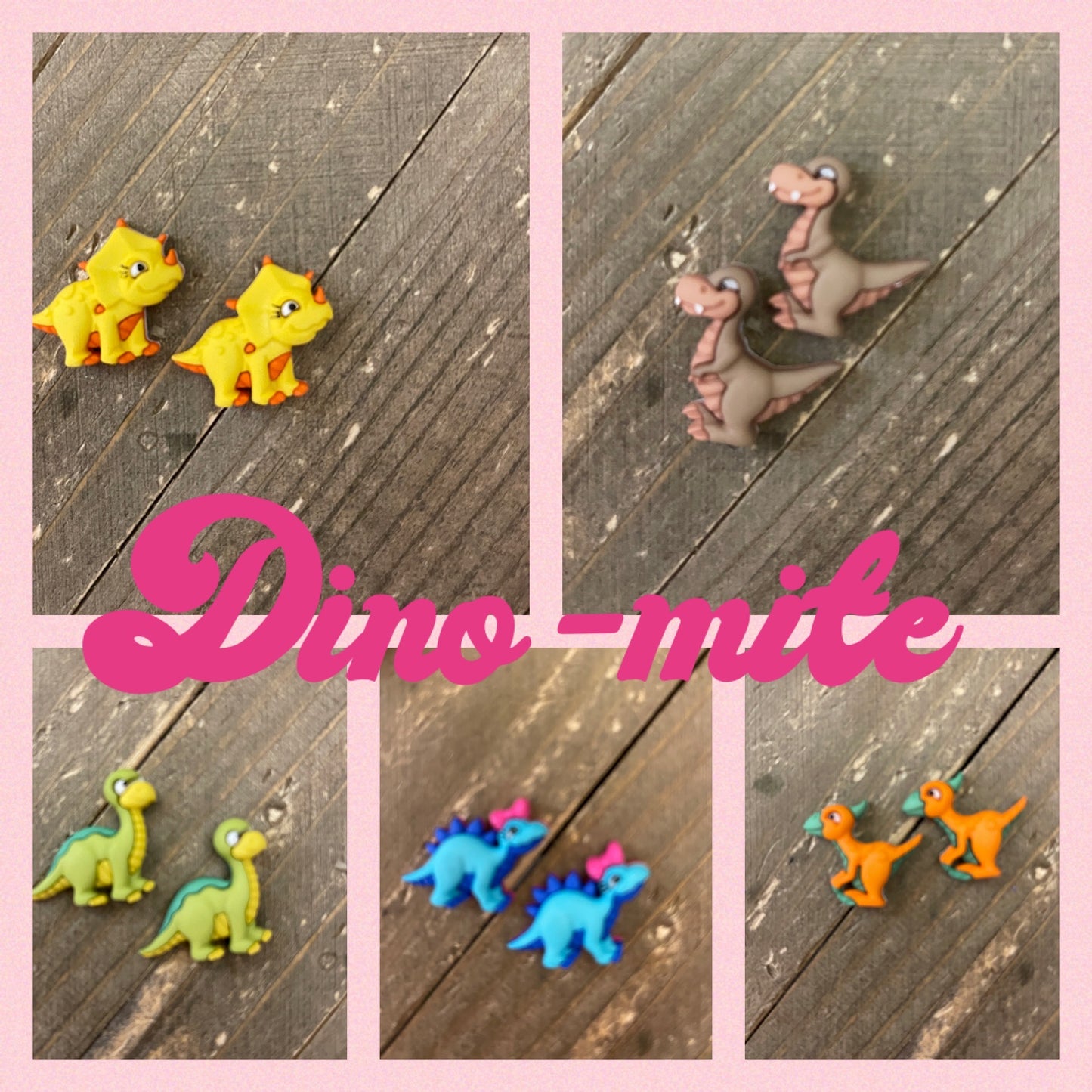 Dino-mite Collection Stud  Earrings (5 to choose)Pink tiful of LOVE