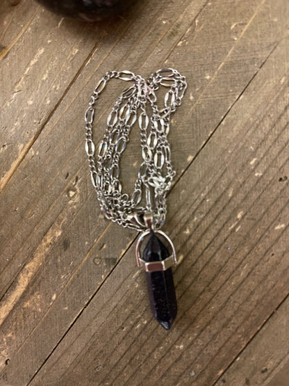 Blue Sandstone Dagger Pendant on a Silver chain NecklacePink tiful of LOVE