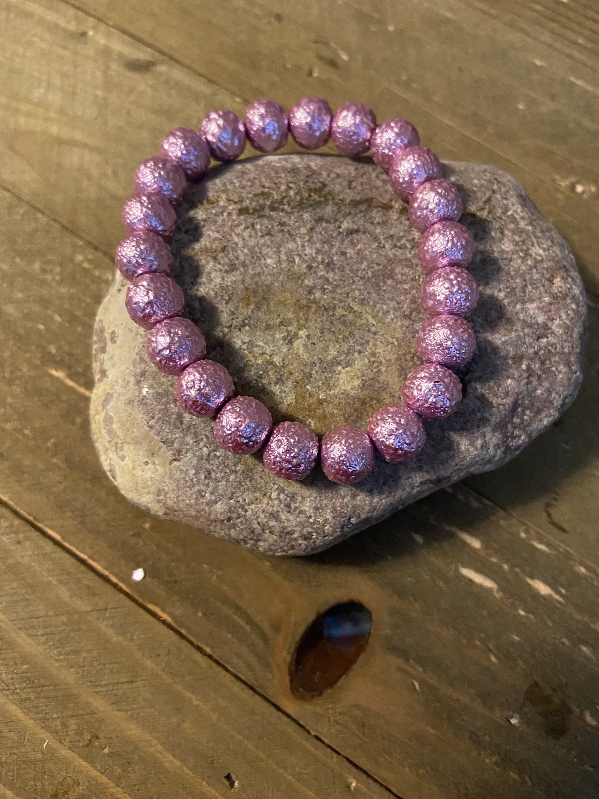 Purple Round Coated Glass Beaded Elastic/Stretch BraceletPink tiful of LOVE