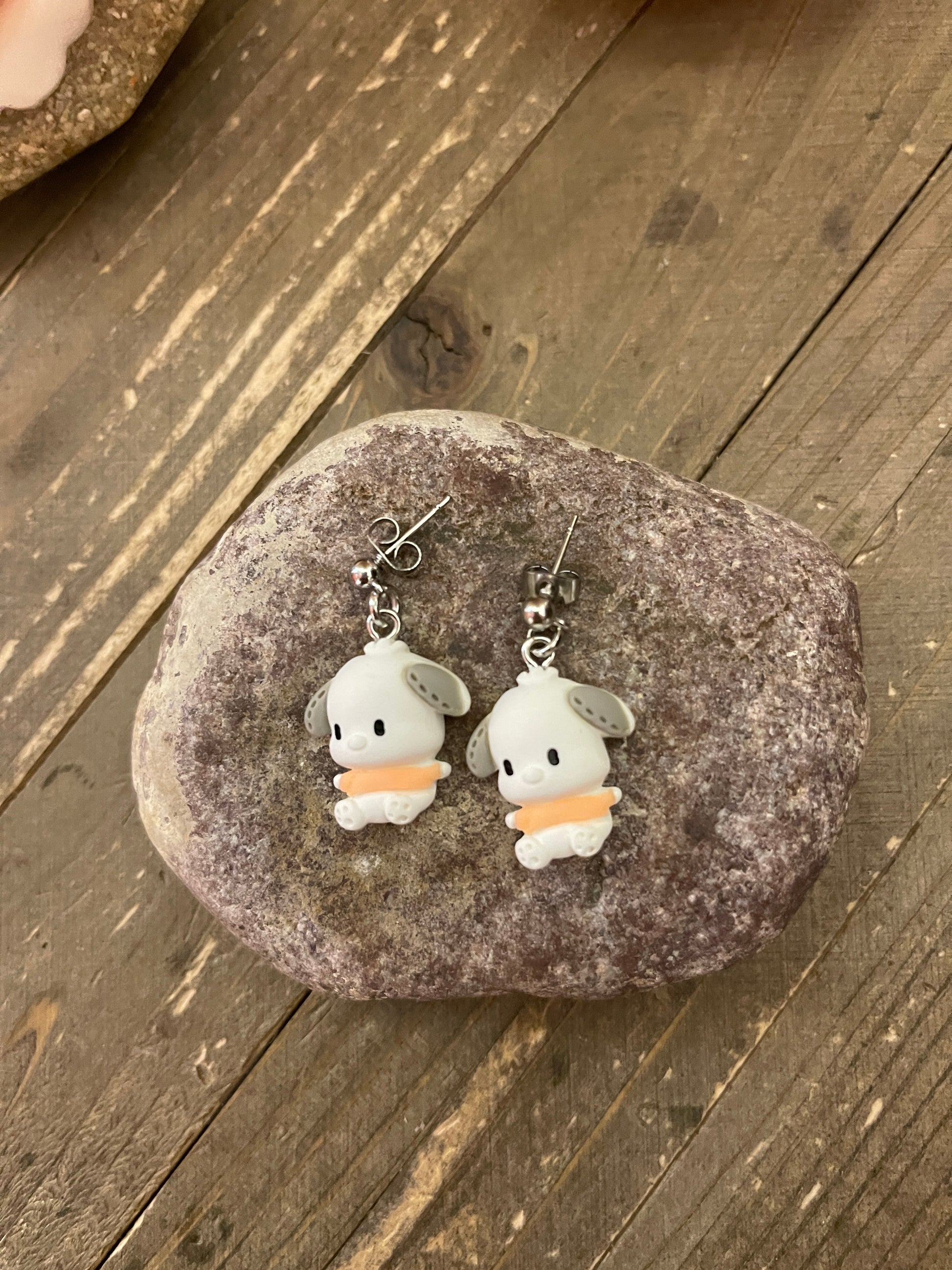 Cartoon Puppy Charm ball Post earringsPink tiful of LOVE