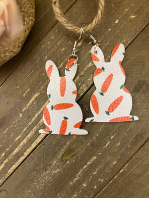 Easter-2-Faux Leather Bunny wire earrings