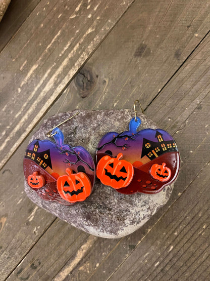 Acrylic Printed Pumpkin Dangle EarringsPink tiful of LOVE