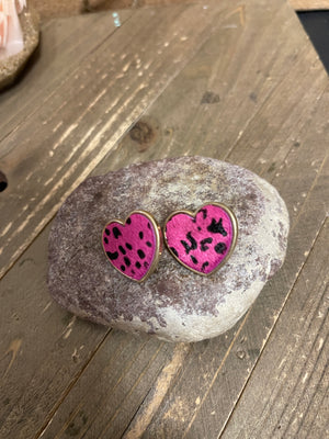 Spotted Heart Textured Stud Earrings