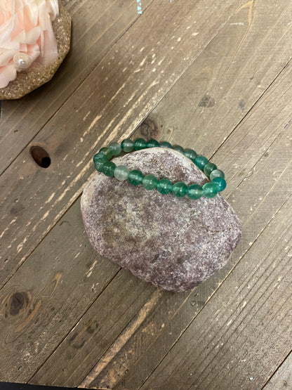 Green banded Agate gemstone beaded Stretch braceletPink tiful of LOVE