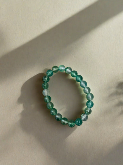 Green banded Agate gemstone beaded Stretch bracelet