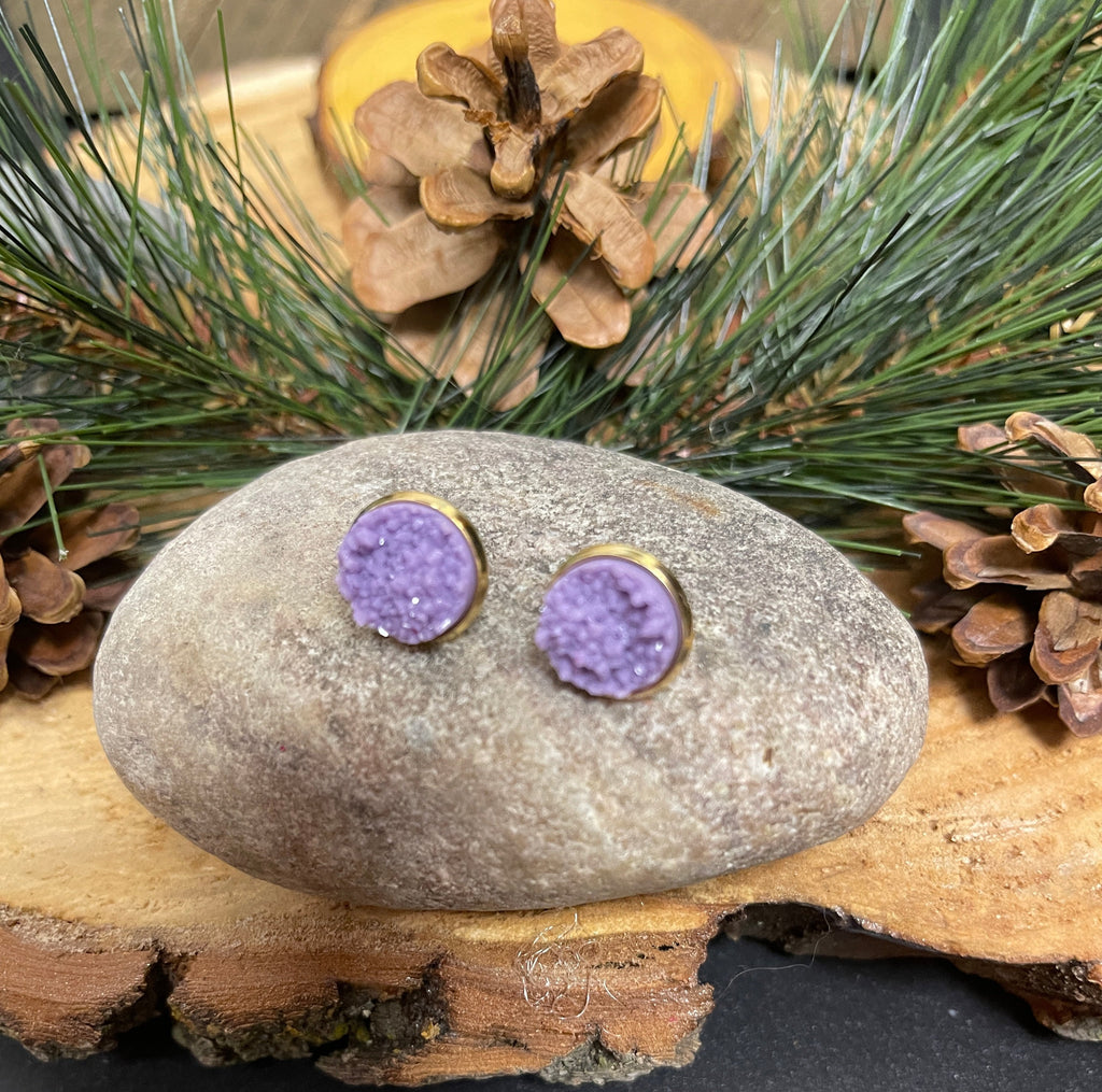 Pretty in Purple Pastel Druzy Stud Earrings