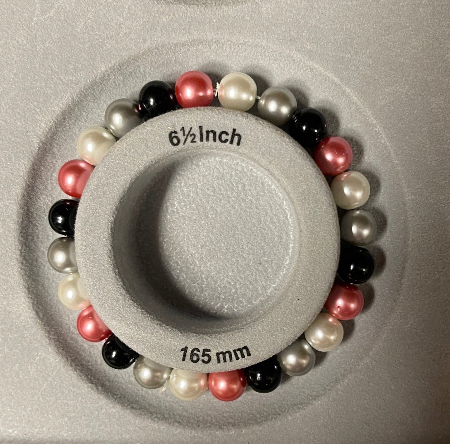 Black,White &amp; Pink Glass Pearl Beaded Elastic/Stretch BraceletPink tiful of LOVE