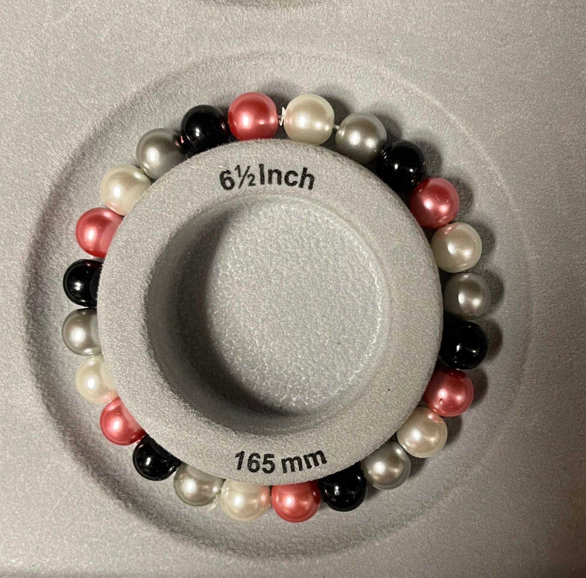 Black,White &amp; Pink Glass Pearl Beaded Elastic/Stretch BraceletPink tiful of LOVE