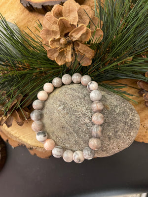 Pink Jasper Round Beaded Elastic/Stretch Bracelet