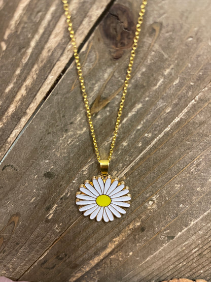 Daisy Pendant on a Gold chain NecklacePink tiful of LOVE