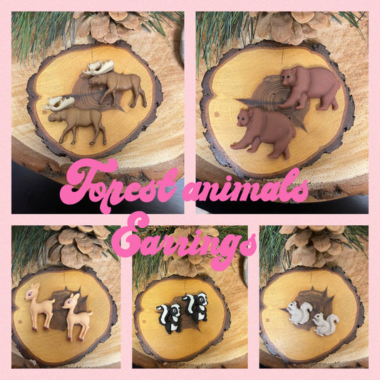 Forest Animals Stud Earrings (5 animals to choose from)Pink tiful of LOVE
