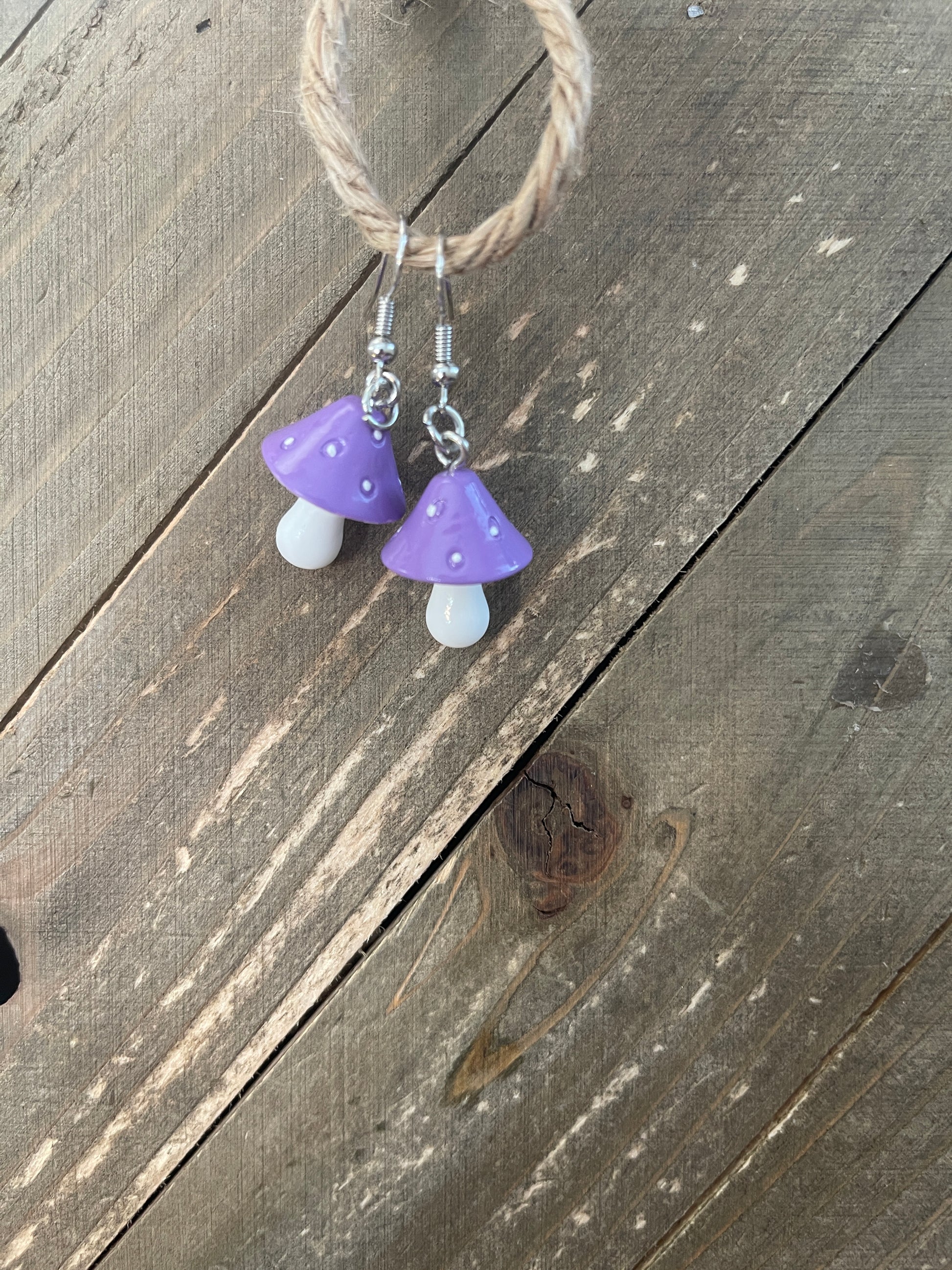 Mushroom Earrings, dangle, Resin Mushroom CharmsPink tiful of LOVE