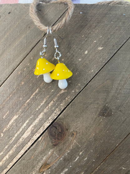 Mushroom Earrings, dangle, Resin Mushroom CharmsPink tiful of LOVE