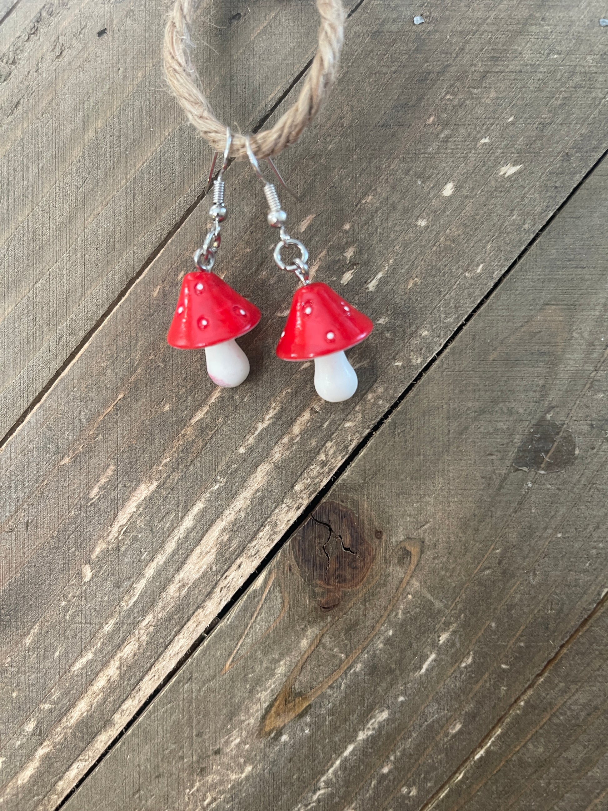 Mushroom Earrings, dangle, Resin Mushroom CharmsPink tiful of LOVE