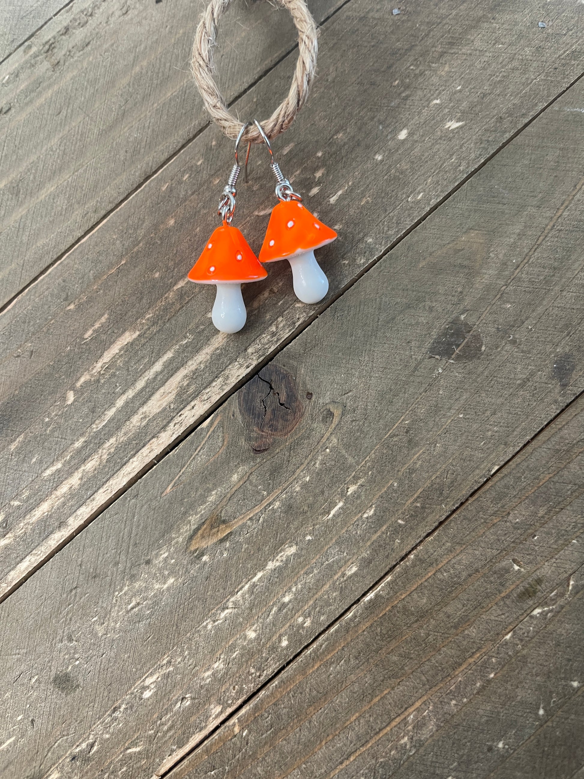 Mushroom Earrings, dangle, Resin Mushroom CharmsPink tiful of LOVE