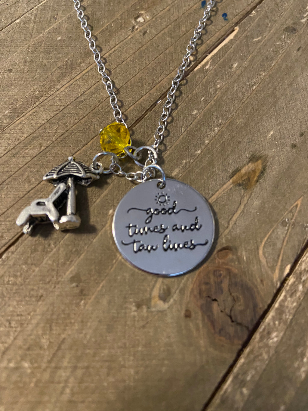 Beachware "good times and tan lines" pendant on a Silver Chain