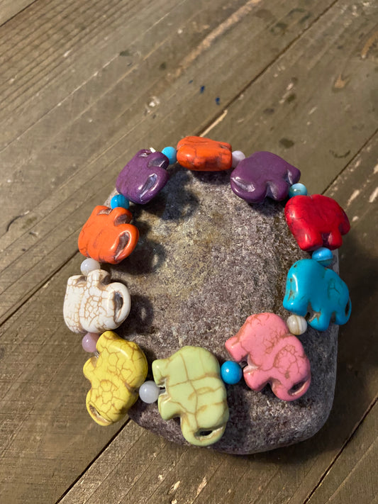 Fiesta Elephant Stone Beaded Elastic/Stretch BraceletPink tiful of LOVE