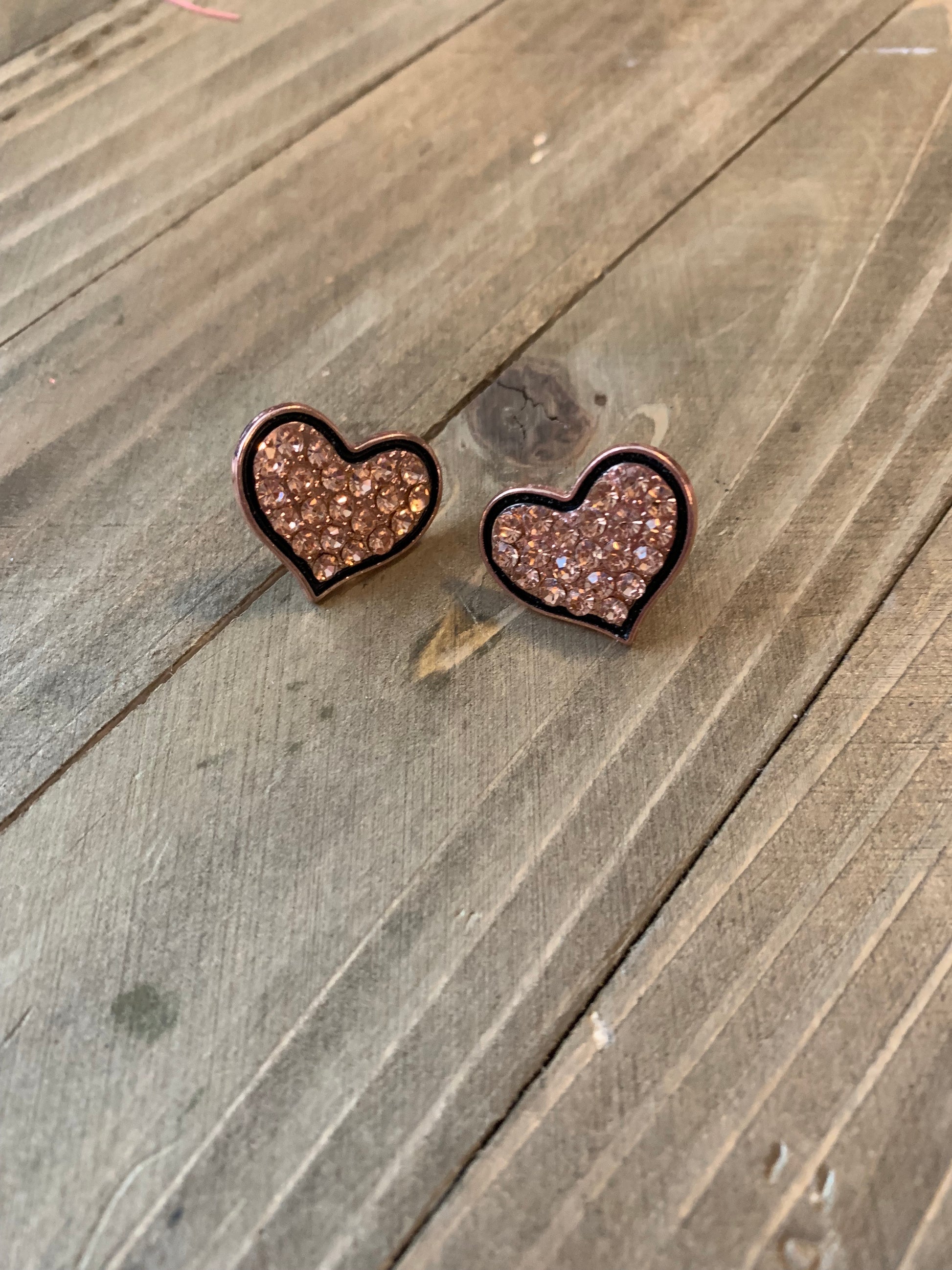 Sparkly Gold Heart with black trim Post earringsPink tiful of LOVE