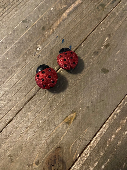 Sparkly Lady Bug Earrings (ER-160larger) Post earringsPink tiful of LOVE