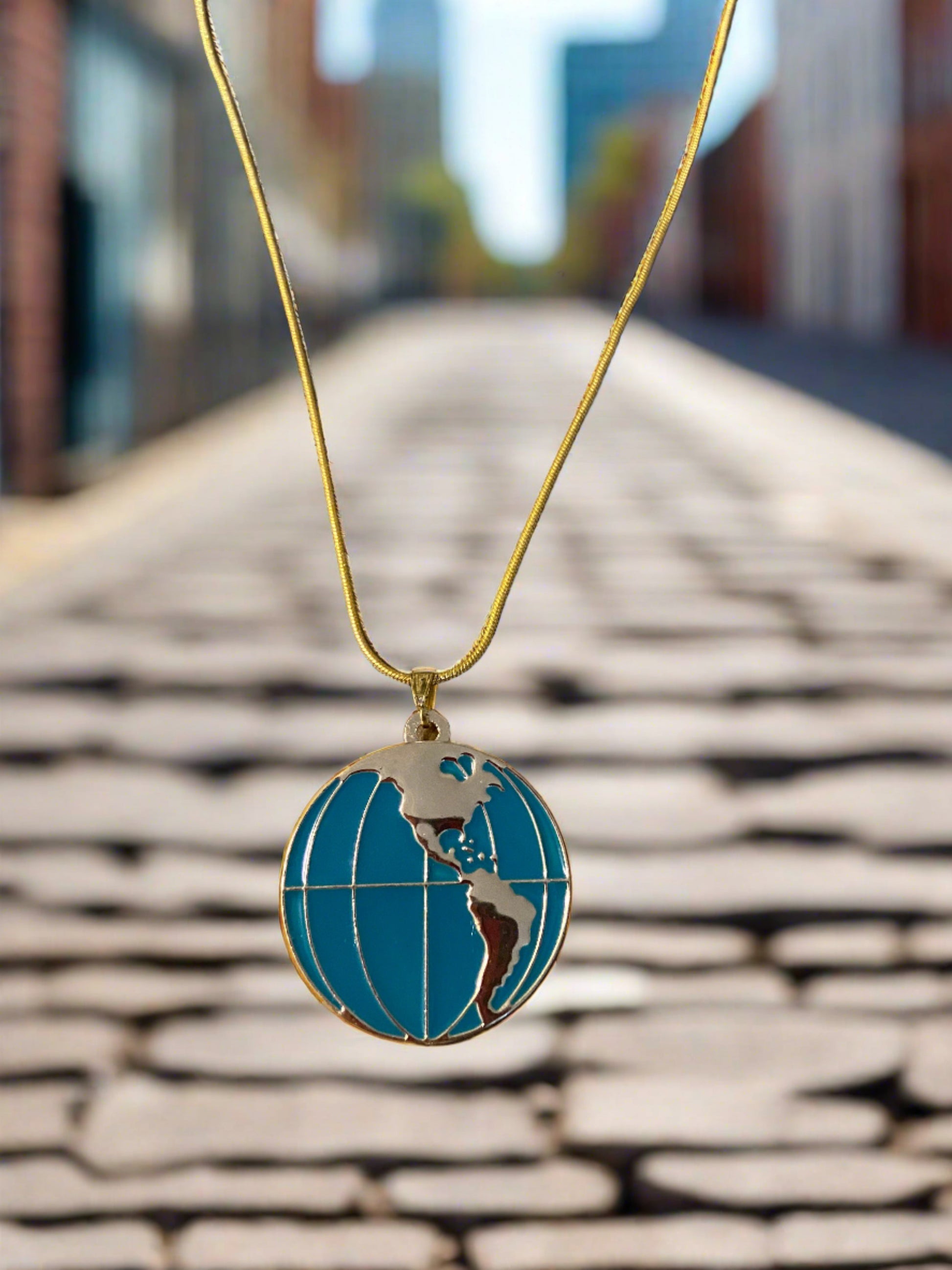 Globe Locket on a Gold chain NecklacePink tiful of LOVE