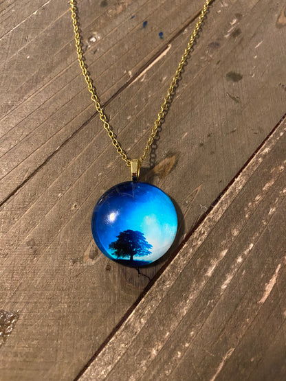 Cosmic Sky Pendant on a Gold Chain