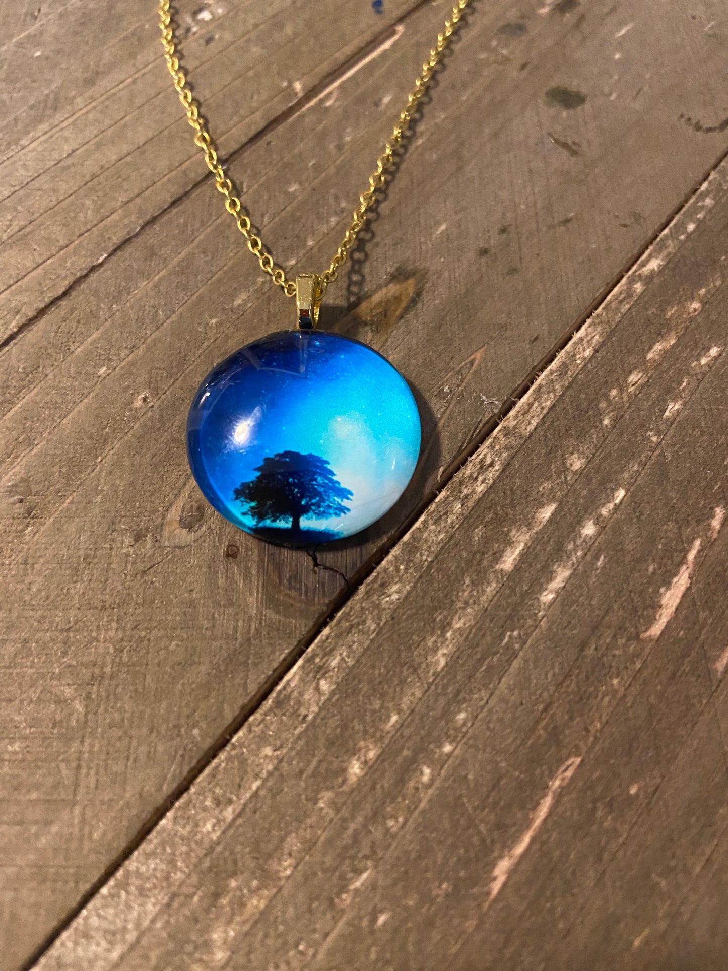 Cosmic Sky Pendant on a Gold Chain
