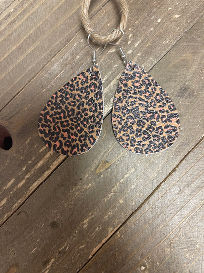 Animal Prints Faux Leather Teardrop earringsPink tiful of LOVE