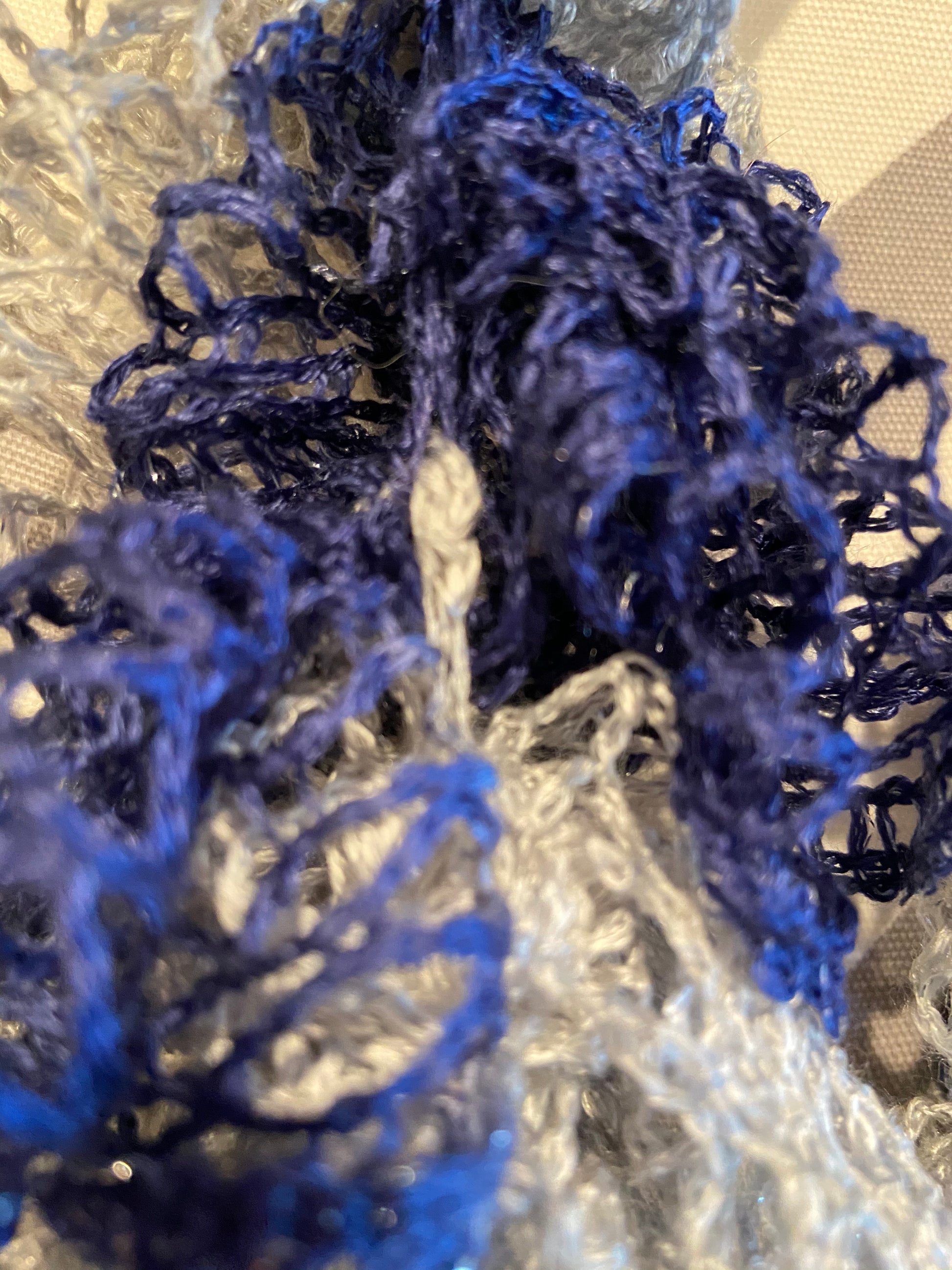 Ruffled Scarf handmade with Blue and Grey Team Sashay YarnPink tiful of LOVE