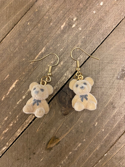 Fuzzy Brown or White Bear Charm Wire EarringsPink tiful of LOVE