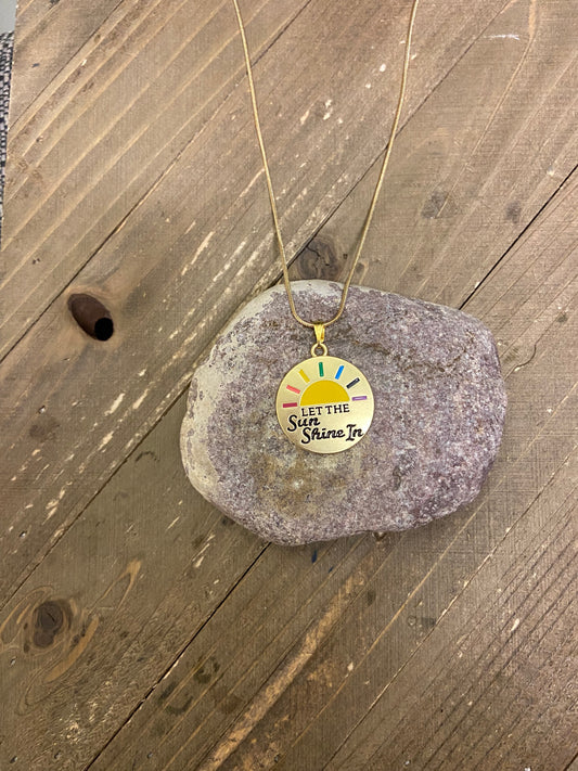 Sun Shine Pendant on a Gold chain NecklacePink tiful of LOVE