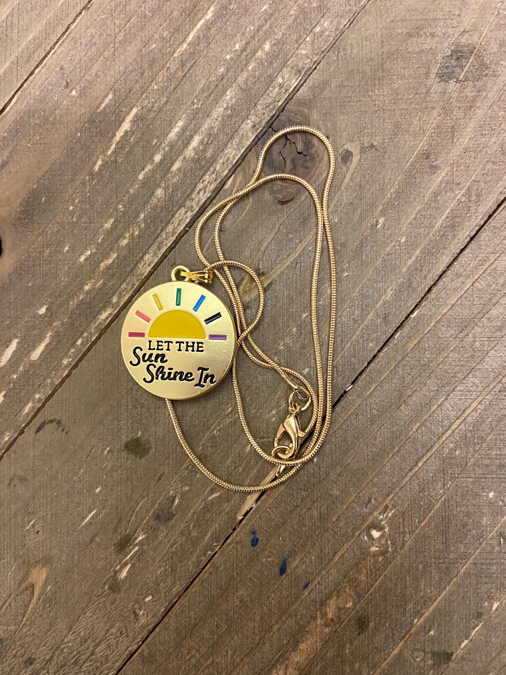 Sun Shine Pendant on a Gold chain NecklacePink tiful of LOVE