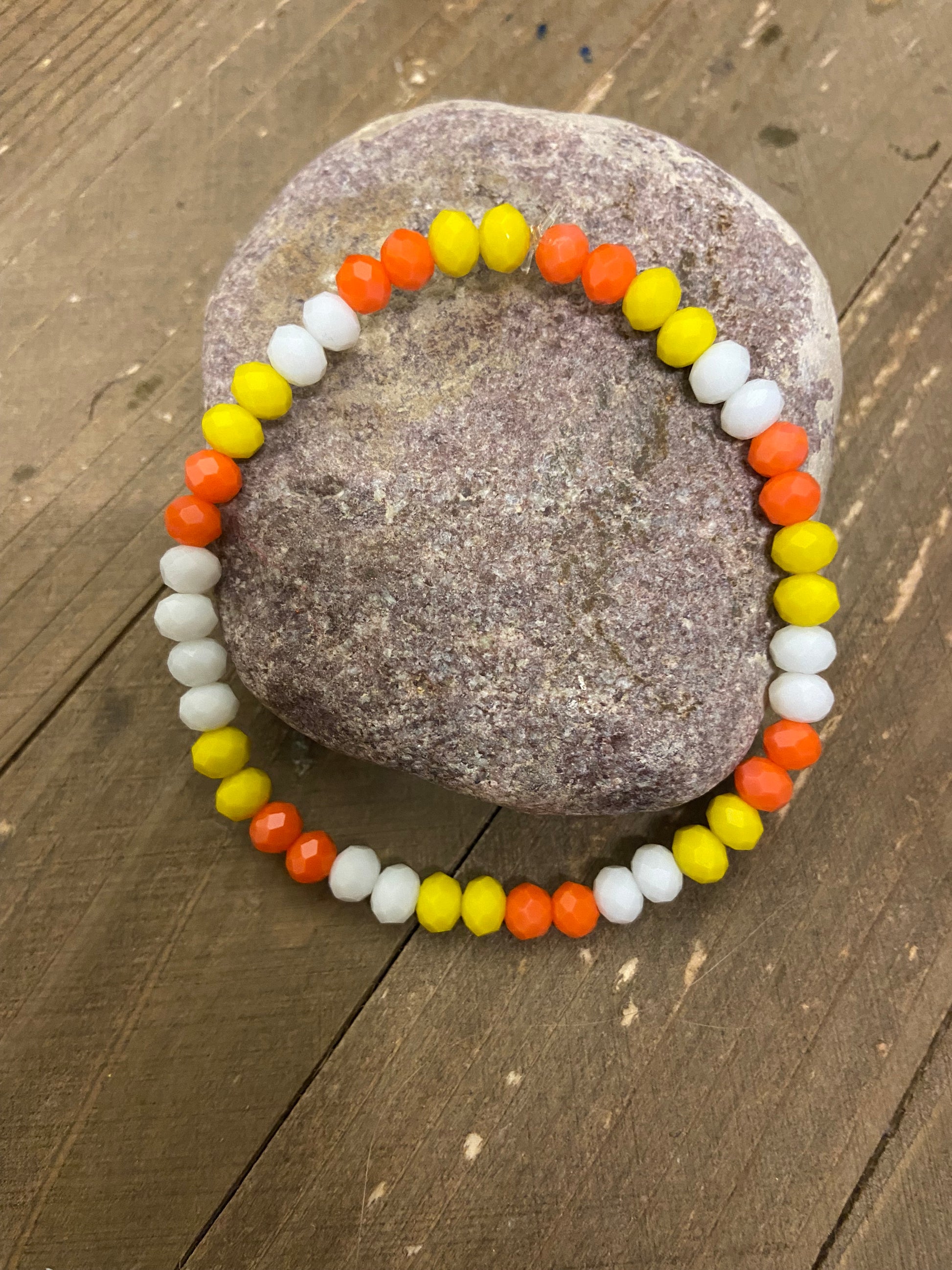 Yellow and Orange Glass Beaded Elastic/Stretch BraceletPink tiful of LOVE