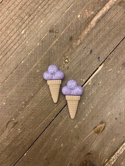 Ice Cream Cone Post Earrings (purple, pink, yellow)Pink tiful of LOVE