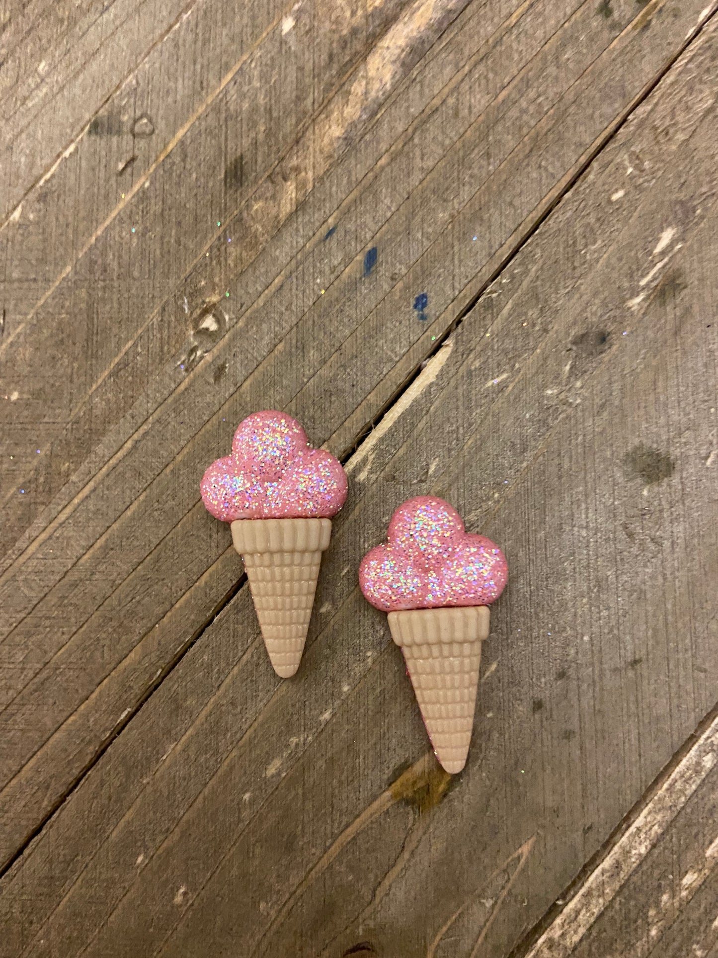 Ice Cream Cone Post Earrings (purple, pink, yellow)Pink tiful of LOVE