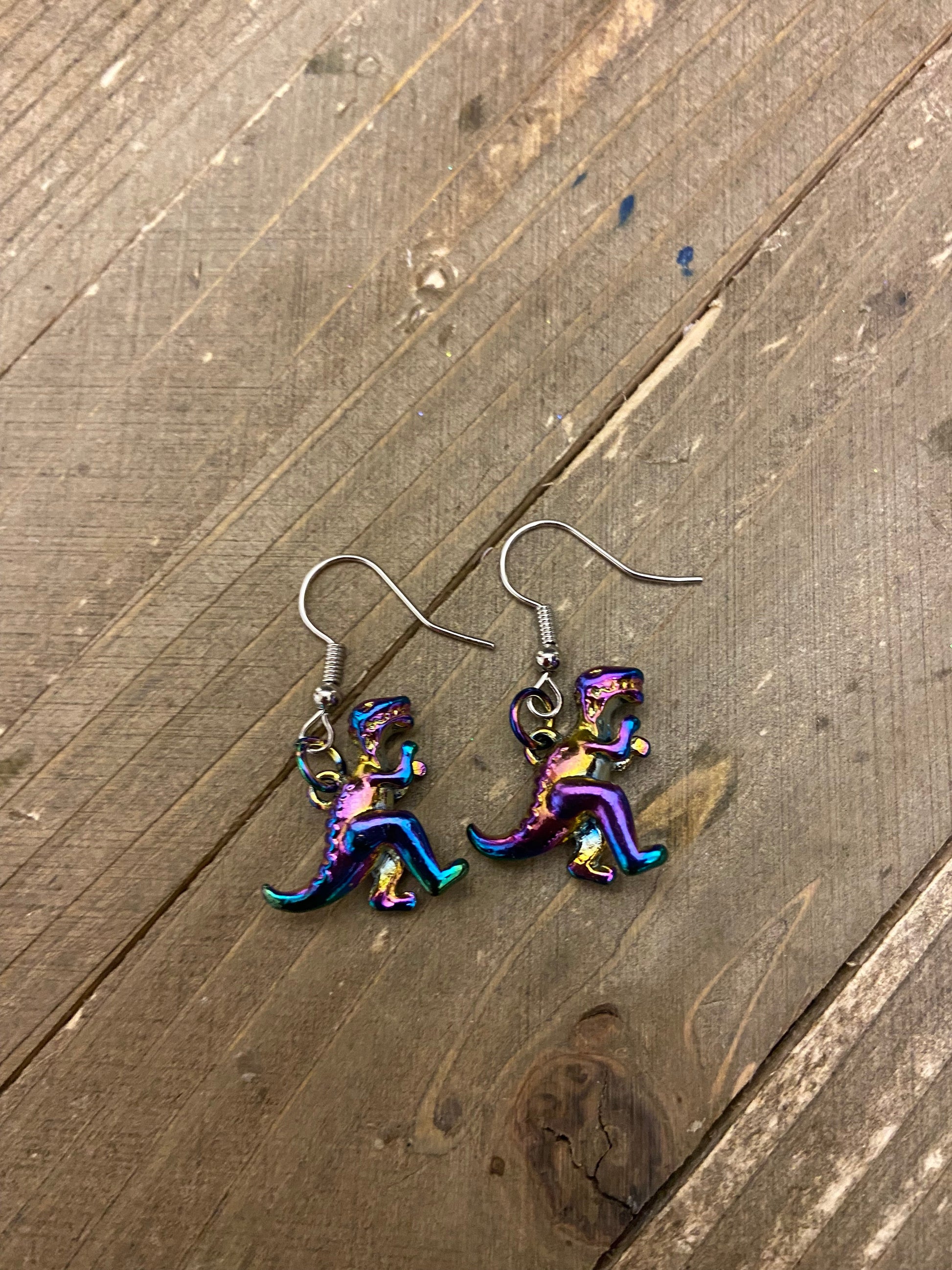 T-Rex Charm Wire Earrings (ER451-TRexmulti-CECupd)Pink tiful of LOVE