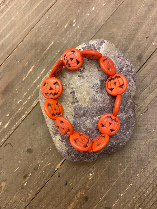 JACK-O'-LANTERN Glass Beaded Elastic/Stretch BraceletPink tiful of LOVE