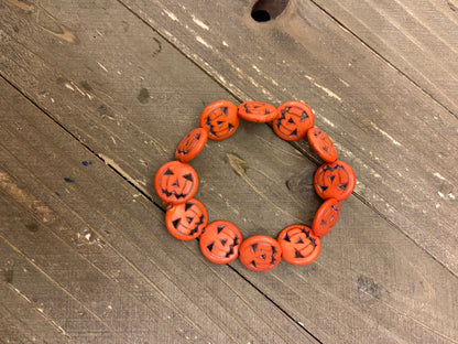 Jack-O'-Lantern Glass Beaded Elastic/Stretch BraceletPink tiful of LOVE