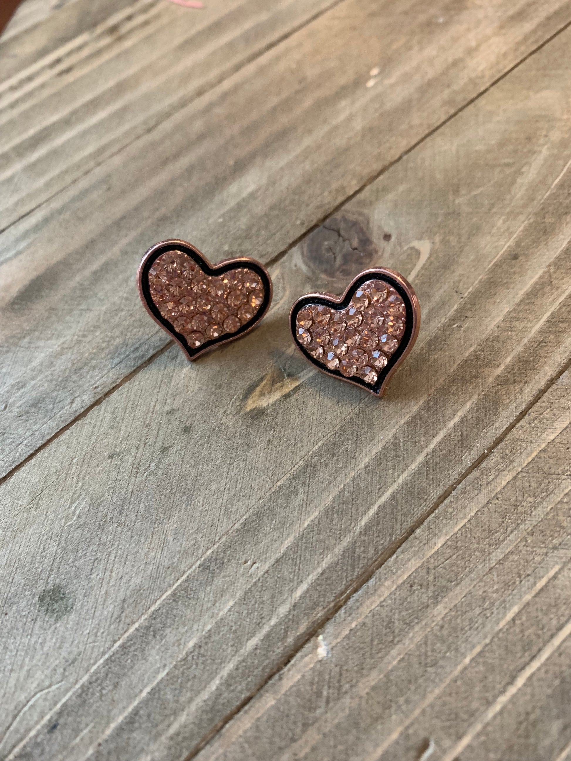 Sparkly Gold Heart with black trim Post earringsPink tiful of LOVE