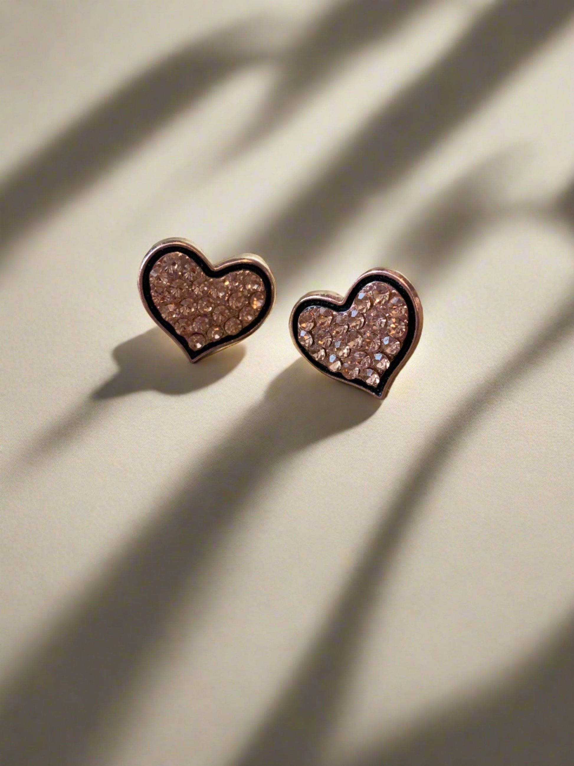 Sparkly Gold Heart with black trim Post earringsPink tiful of LOVE