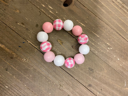 Pretty in Pink -- Round Wooden Beaded Elastic/Stretch Bracelet