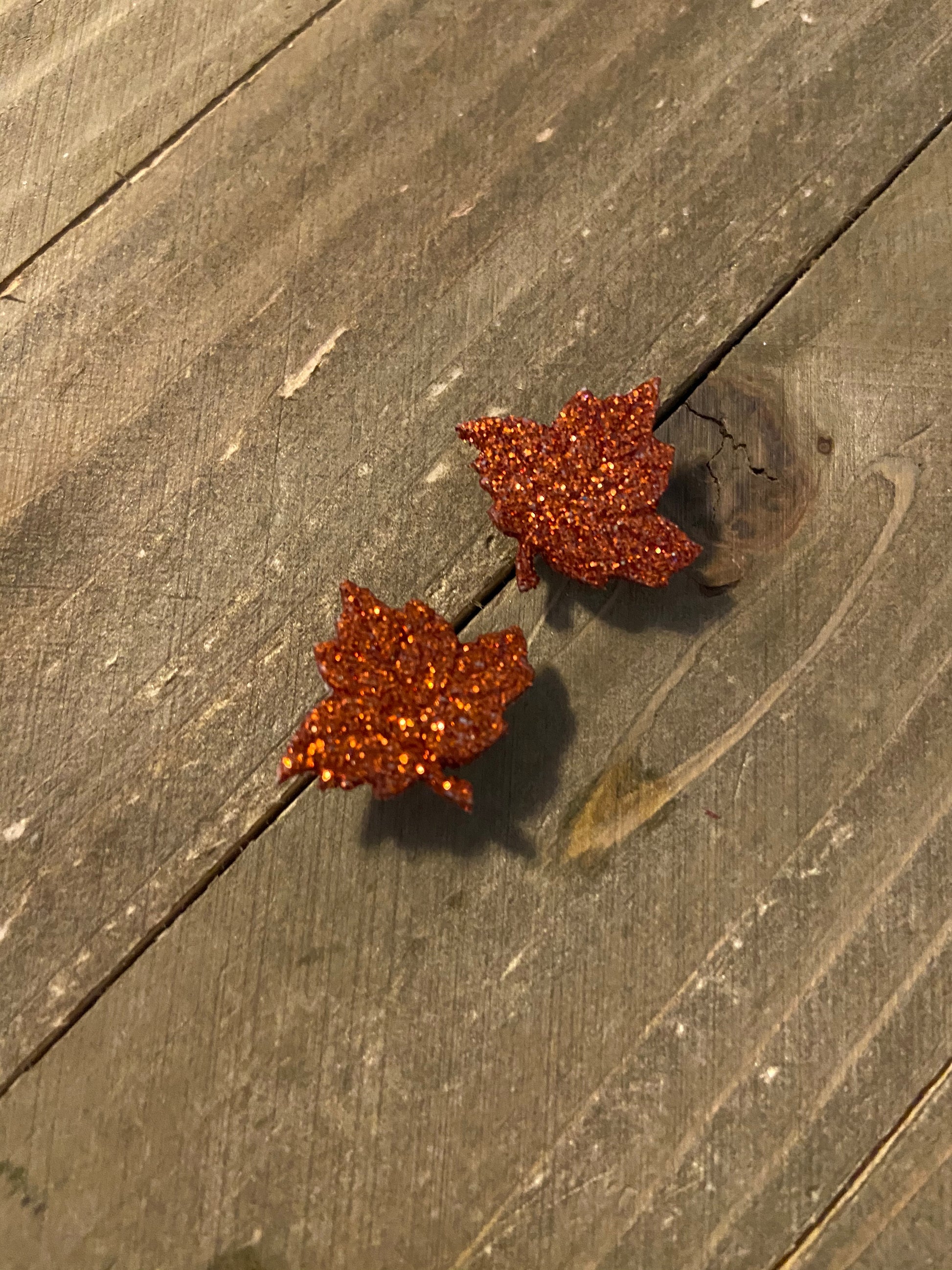 Glitter Autumn Leaves Post Earrings (3 leaves to choose)Pink tiful of LOVE