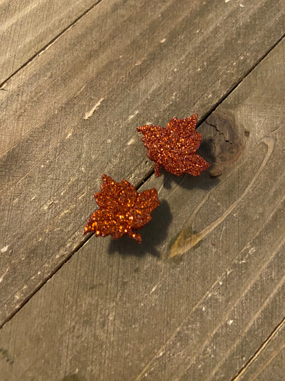 Glitter Autumn Leaves Post Earrings (3 leaves to choose)