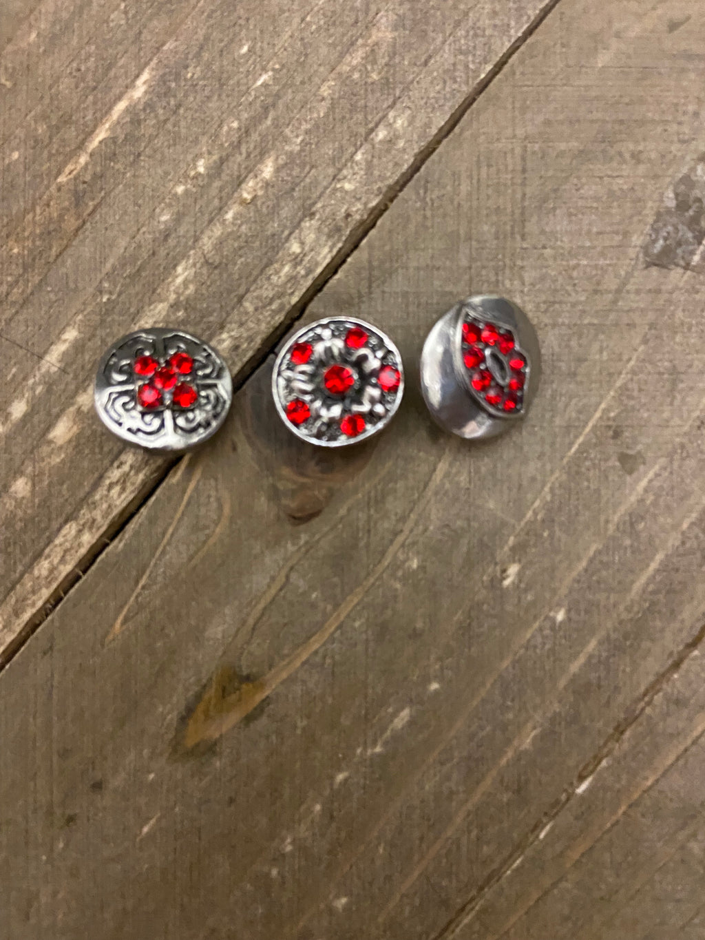 Mini Ginger Snaps - Red Rhinestone set of 3  mini Snaps