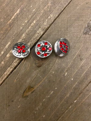 Mini Ginger Snaps - Red Rhinestone set of 3  mini Snaps