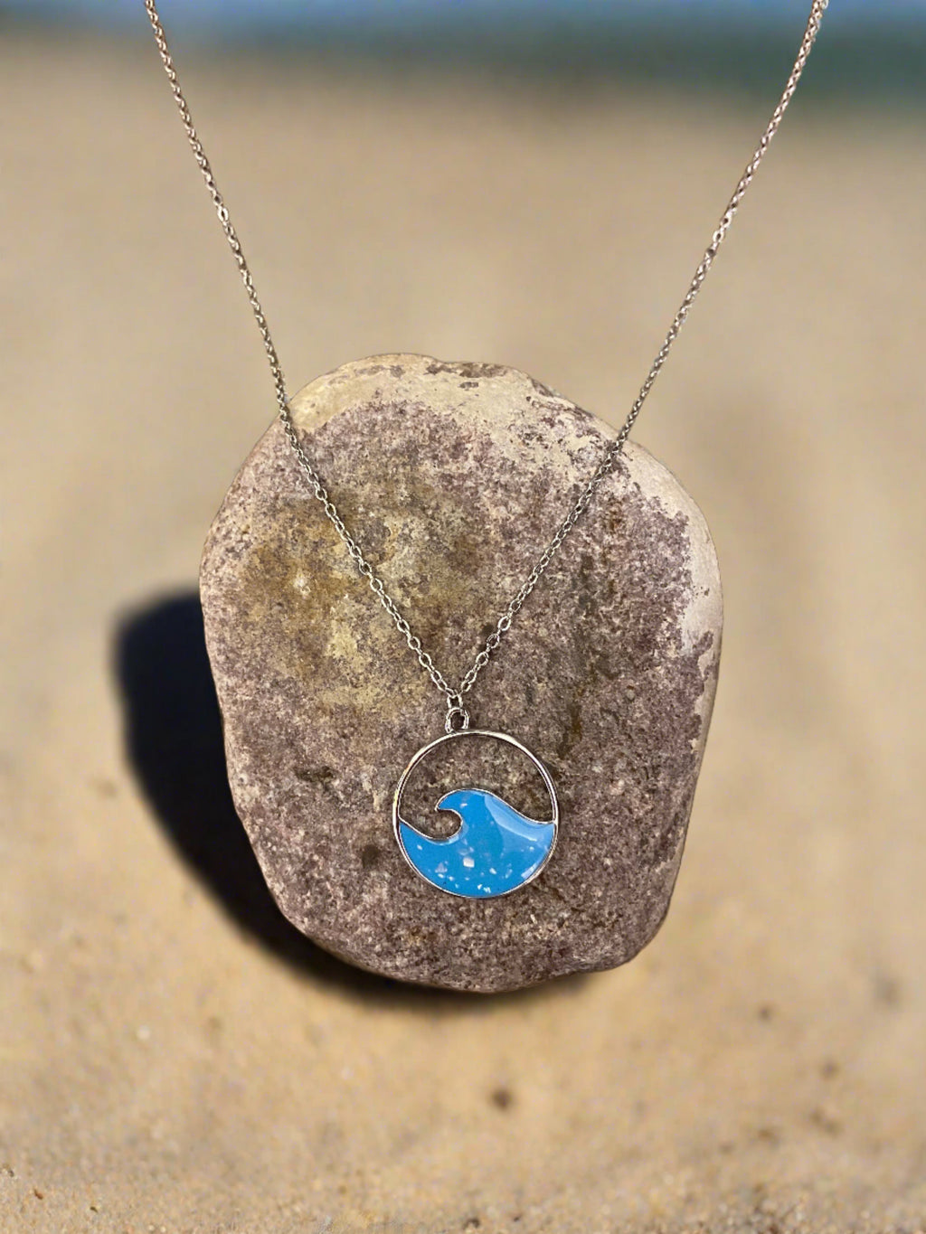 Enamel Baby Blue Wave Necklace