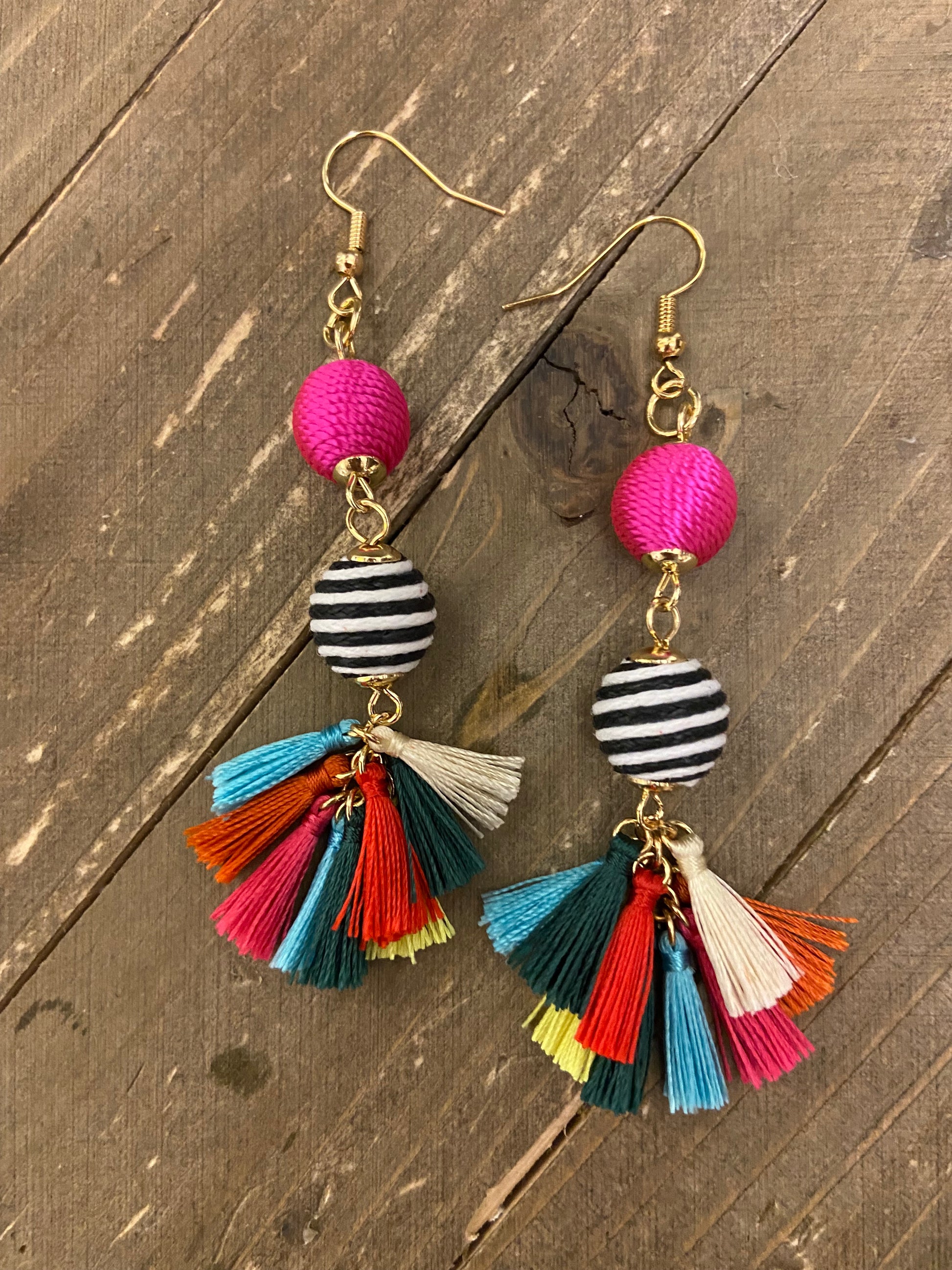 Fiesta Tassel Wire  EarringsPink tiful of LOVE