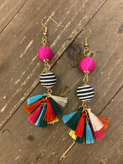 Fiesta Tassel Wire  EarringsPink tiful of LOVE