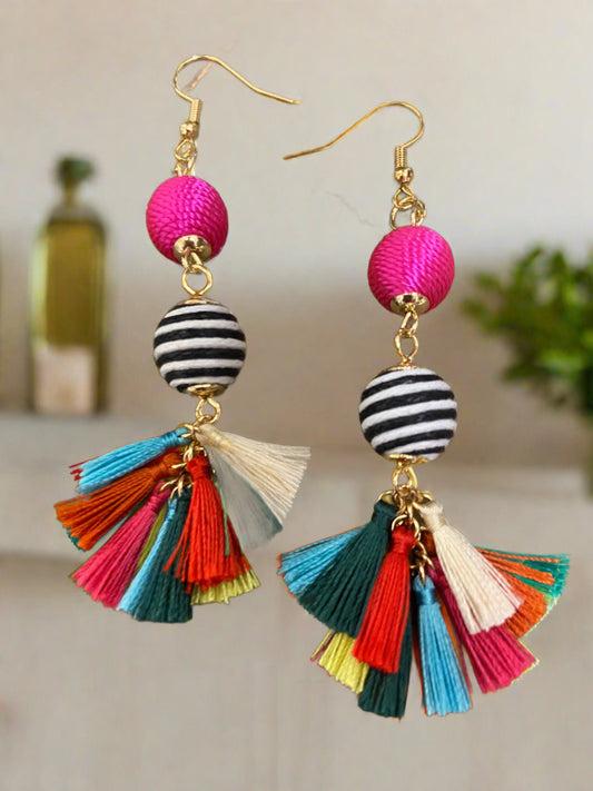 Fiesta Tassel Wire  EarringsPink tiful of LOVE