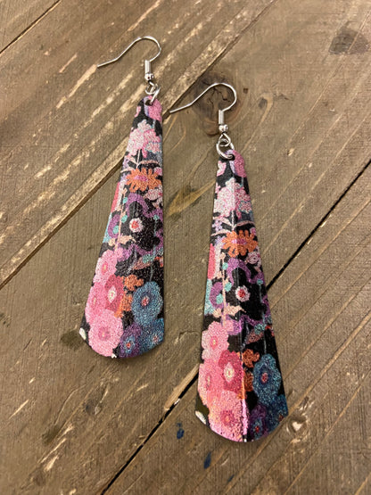 Multi-Color Floral Print Wire  Earrings